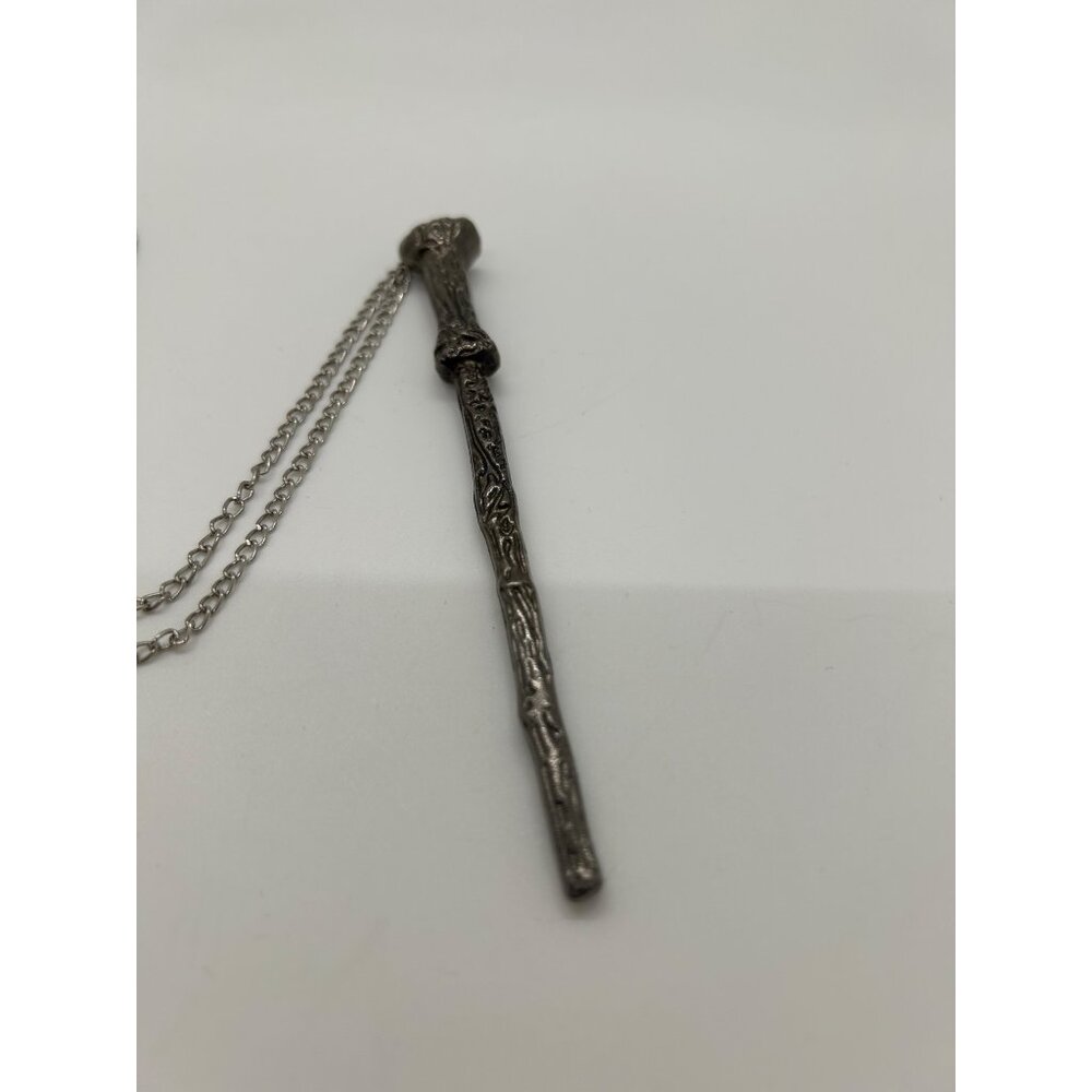 Wizard Magic Wand Necklace Pendant Silvertone Goth Fantasy Film Prop Costume - Picture 8 of 12